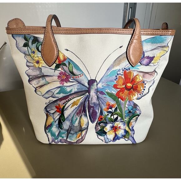 Brighton Purse Butterfly Print W/ Embroidery In Design “Never Hide Your Wings” - Picture 1 of 16